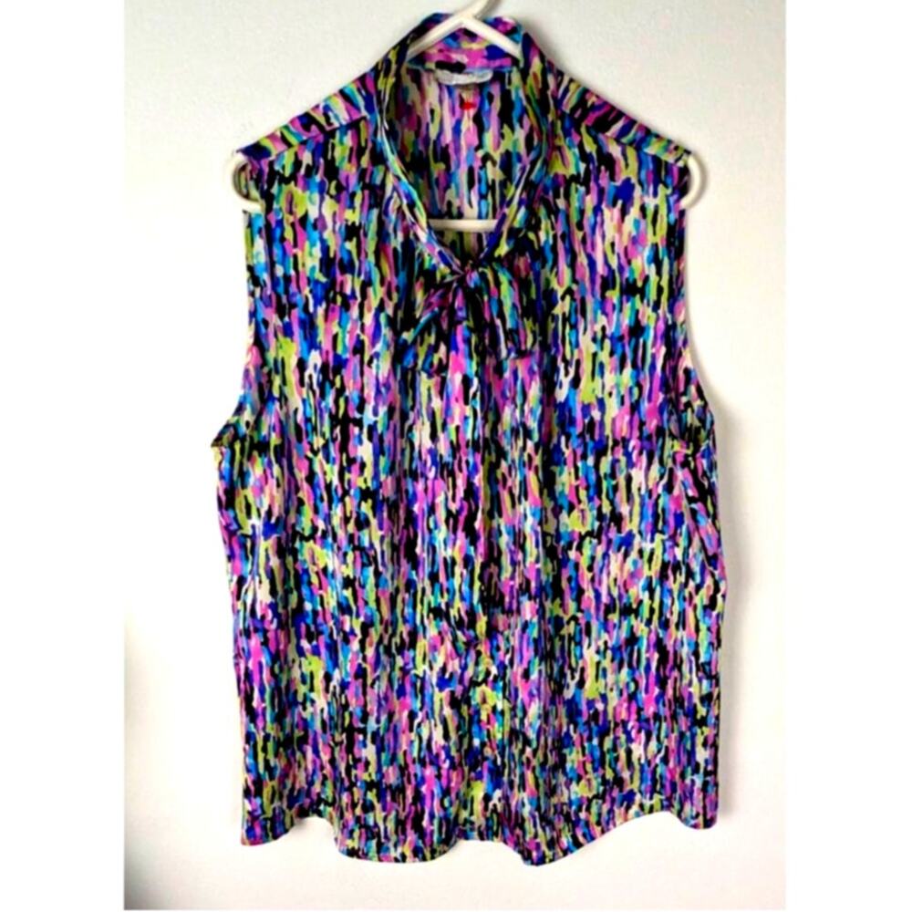 Tahari Arthur s Levine sleeveless well made bow front Sz1x Polyester career wear